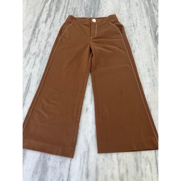 Zara Woman- Brown Wide Leg Ankle Pants Size XS - Picture 9 of 10